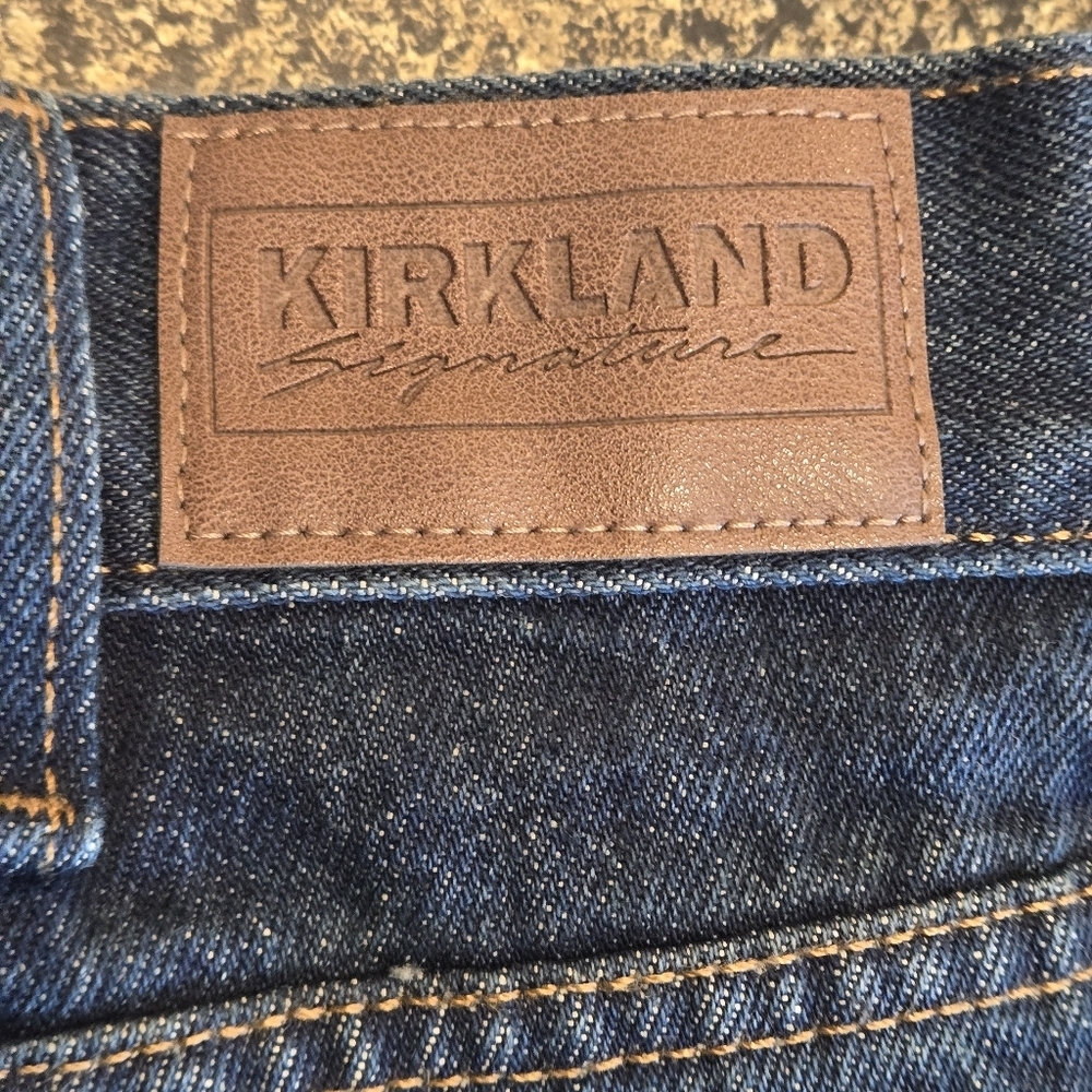 Kirkland Signature Mens 40x32 Heavyweight Denim All Cotton Dark Blue Jeans - Picture 3 of 16